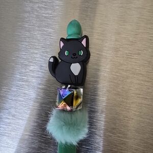 Cute Black Cat Glam Stylus 2 In 1 Pen